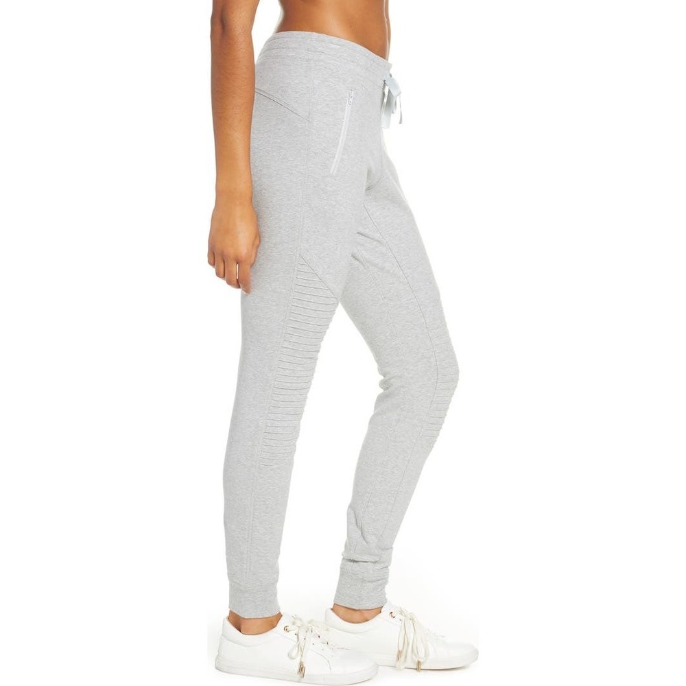 Alo Yoga Moto Jogger Pants Heather Gray Quilted Athleisure Slim Fit Womens Small - Picture 3 of 11